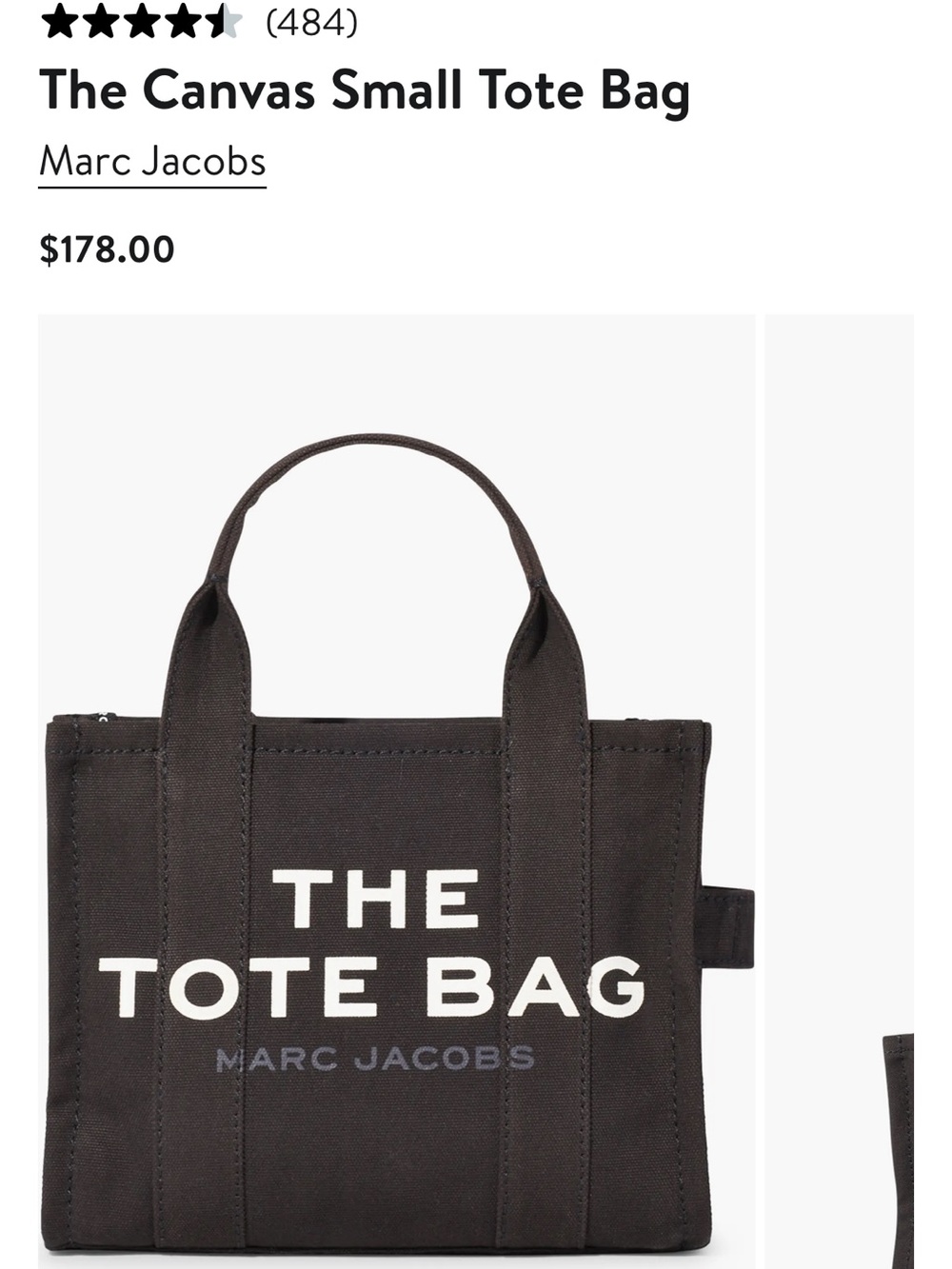 Authentic Marc Jacobs Small Canvas Tote Bag in Black